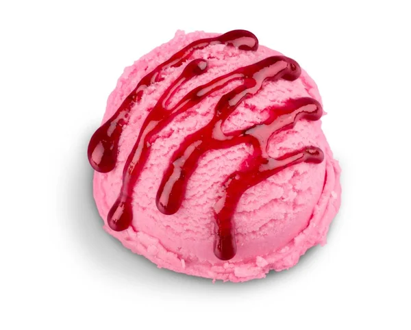 Roze Ice Cream Ball Witte Achtergrond — Stockfoto