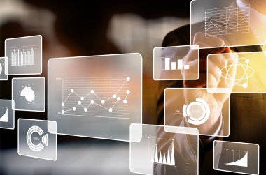 İletişim İnfografik, simgeler ile teknoloji arka plan