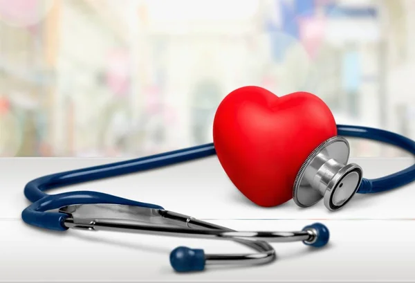 Medical Stethoscope Red Heart Background — Stock Photo, Image