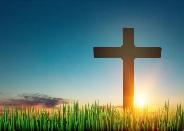 イエス キリストの十字架刑 十字架での日没時 — ストック写真