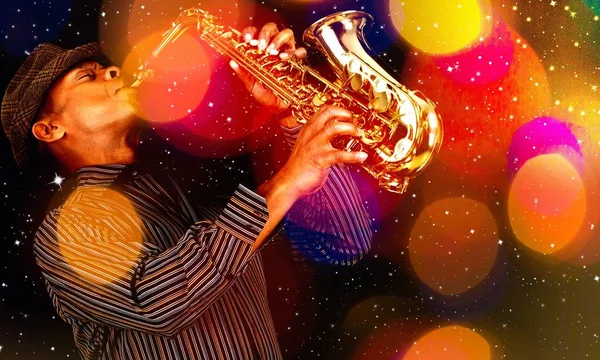 Man speelt op saxofoon — Stockfoto