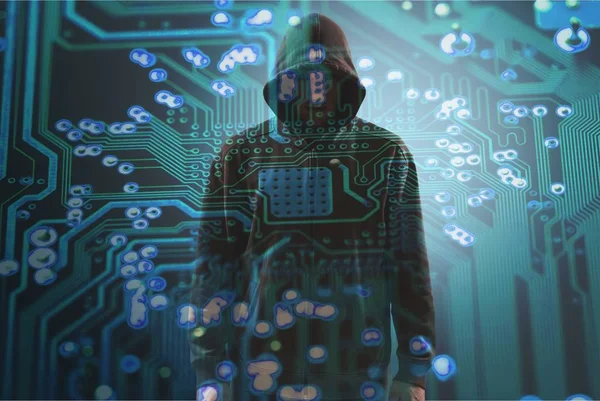 Cyber hacker v hoodie — Stock fotografie