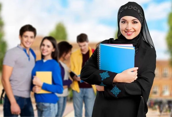 Woman arabic and students.