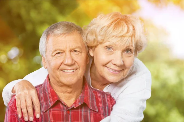 Happy Senior Couple Smiling Light Background — Stock Photo, Image