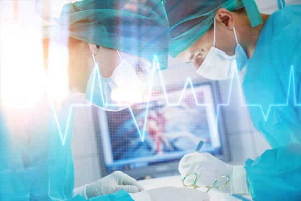Cirurgiões Profissionais Que Trabalham Sala Cirurgia — Fotografia de Stock