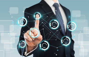 Danışman. İşadamı el değmek 3d sanal grafik iş ikonları/simgeleri