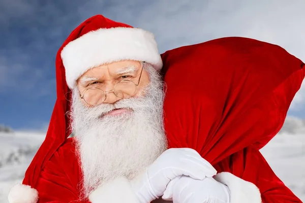 Portré Santa Claus Téli Háttér — Stock Fotó