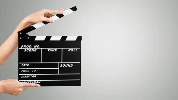 Clapper Film Tangan Terisolasi Latar Belakang — Stok Foto