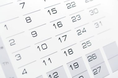 Organizer Takvim şablonu, yakından görmek 