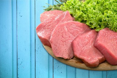 Çiğ et dilimleri yakından görmek 