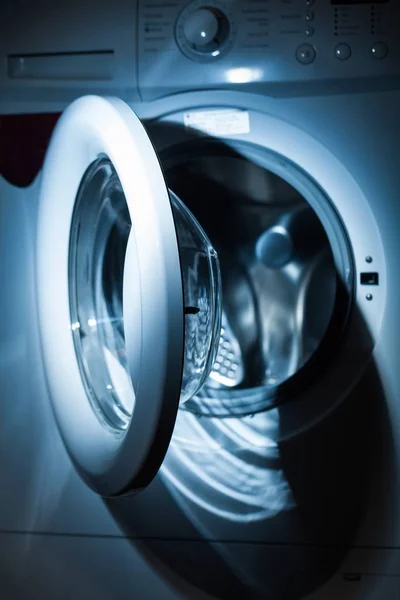 Closeup of Washing Machine with Empty Drum