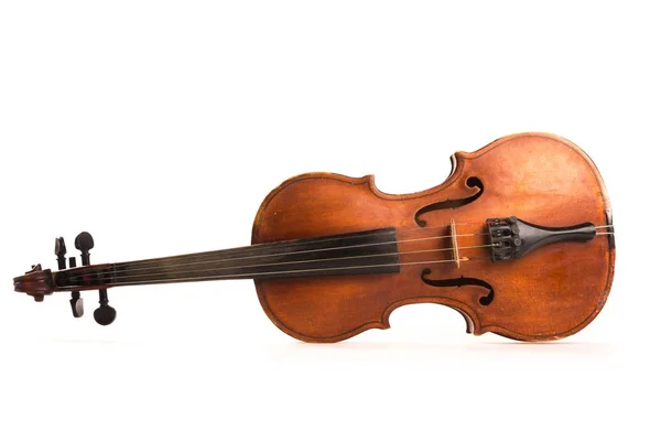 Violino Clássico Madeira Isolado Branco — Fotografia de Stock