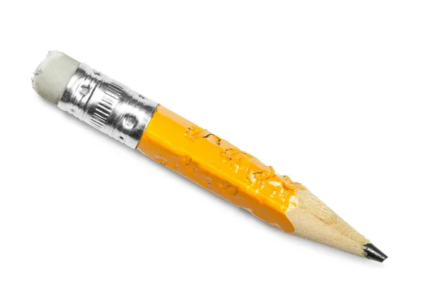 Lápis amarelo curto com borracha no final — Fotografia de Stock
