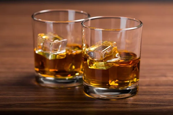 Transparent Glasses Whiskey Table — Stock Photo, Image