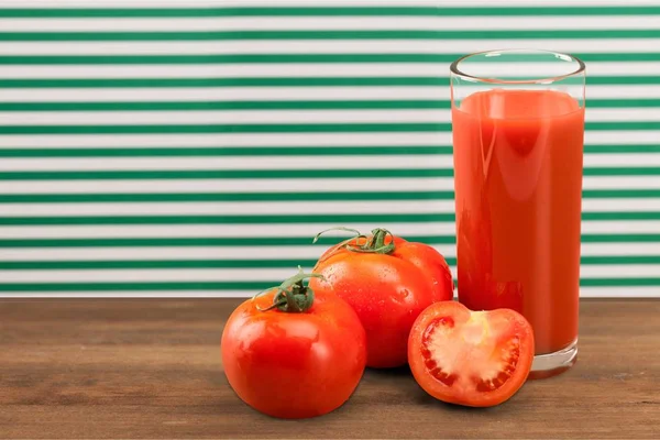 Copo Suco Tomate Tomates Frescos — Fotografia de Stock