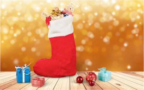Calza rossa di Babbo Natale . — Foto Stock