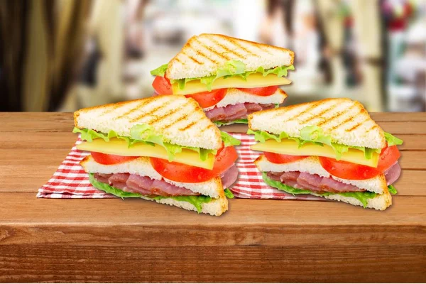 Grilled Halves Sandwiches White Plate — Stock Photo, Image