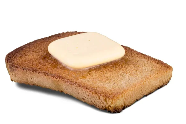 Toast mit Butter auf Weiß — Stockfoto