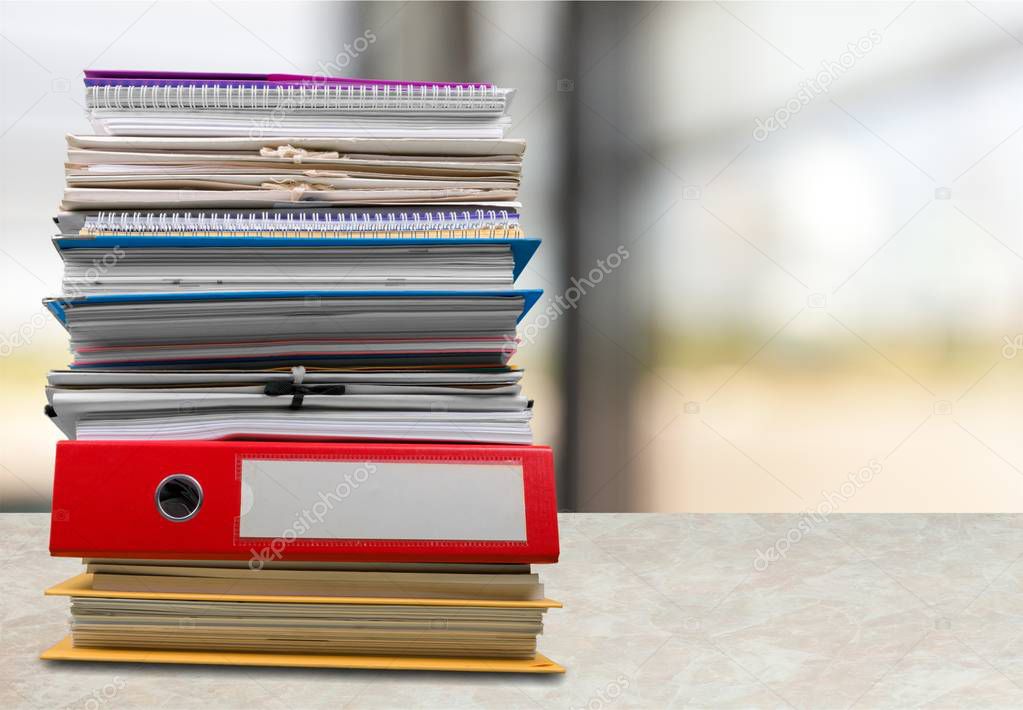 File folders with documents, close-up view