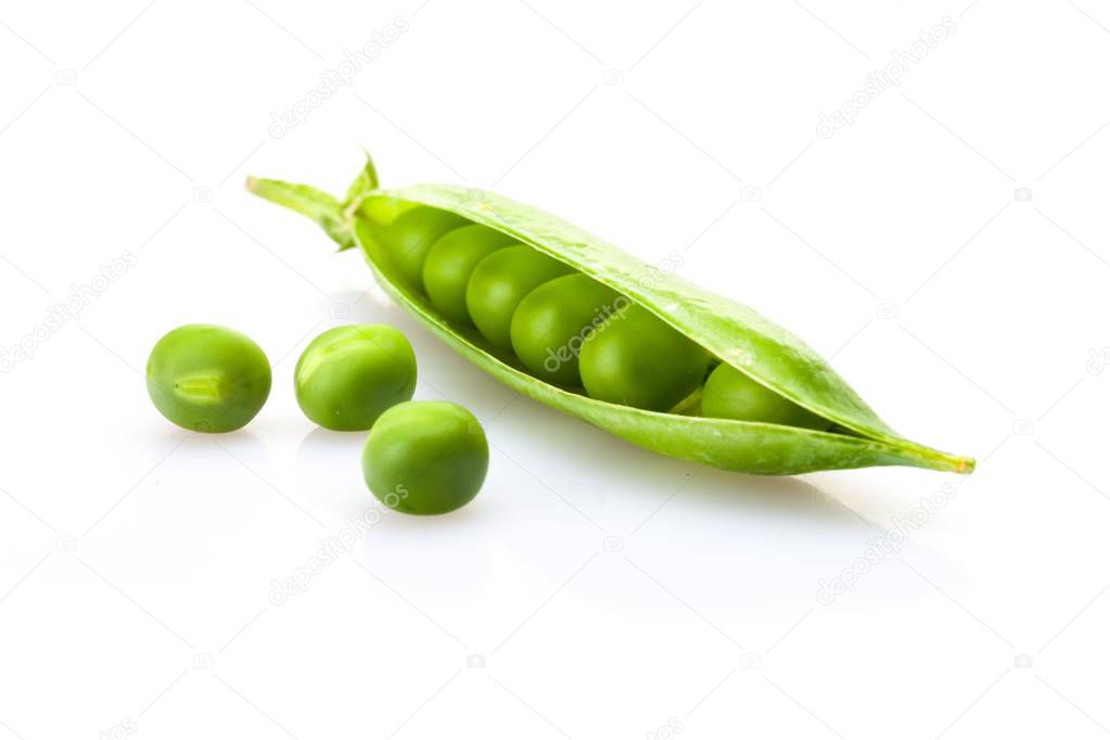 Green peas pea pod healthy organic peas peas in a pod isolated