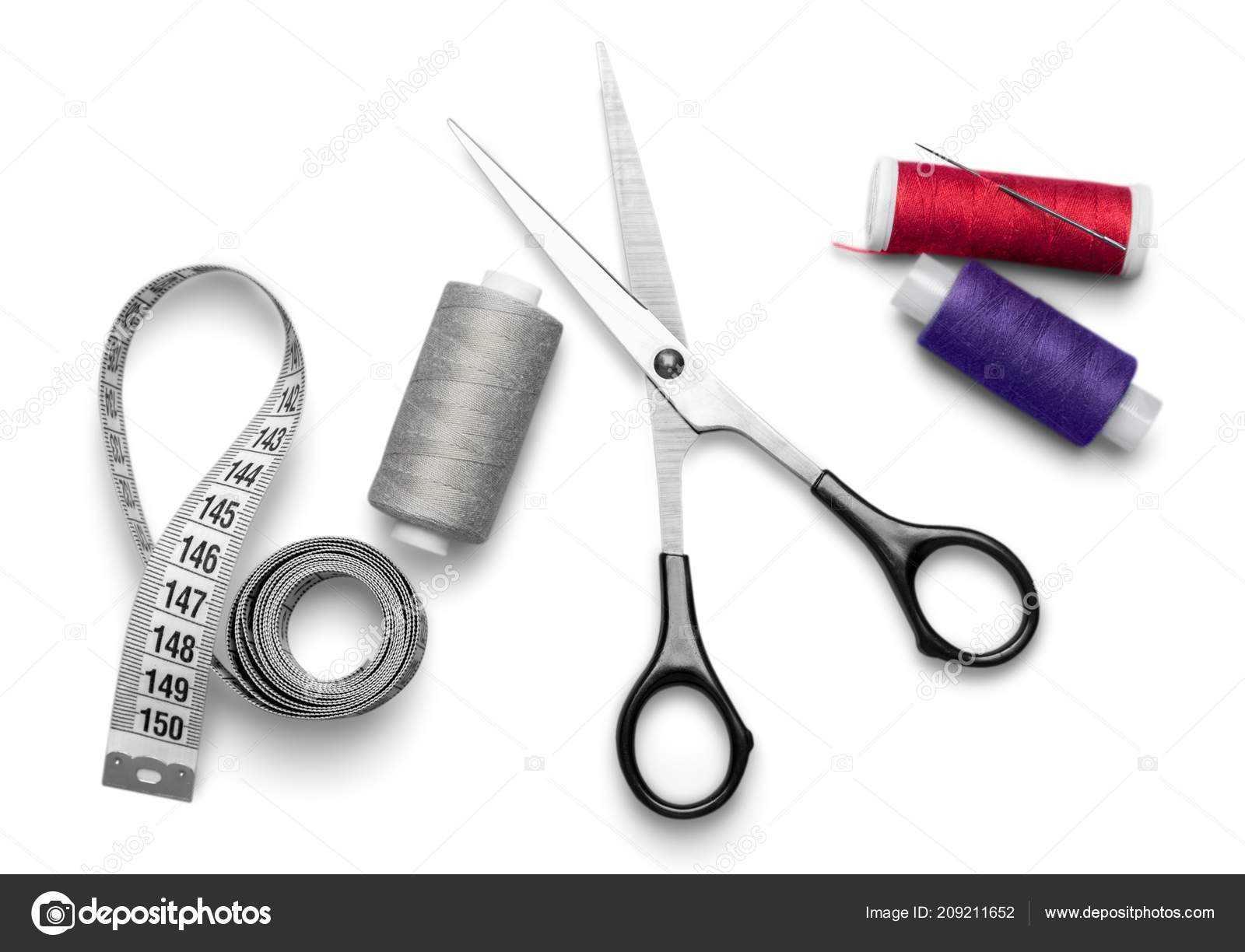 Thread Scissors Textile Spools Sewing Kit Tape Measure Measuring Tape