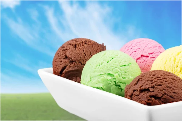 Varias Bolas Helado Tazón — Foto de Stock