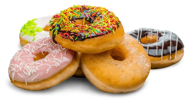 Verschillende Geassorteerde Donuts Met Kleurrijke Icing — Stockfoto