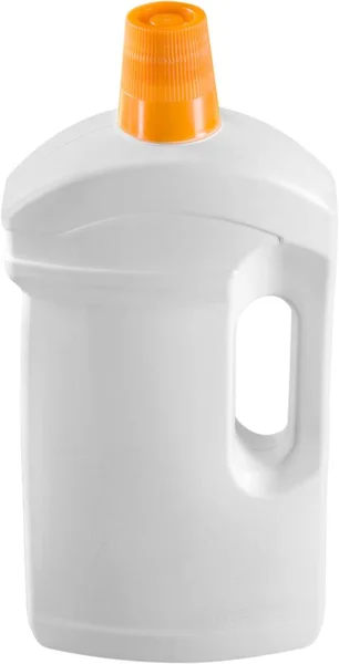 Garrafa de detergente branco de plástico Isolado — Fotografia de Stock