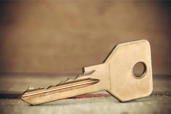 Egy Ház Kulcsát Fából Készült Háttér — Stock Fotó