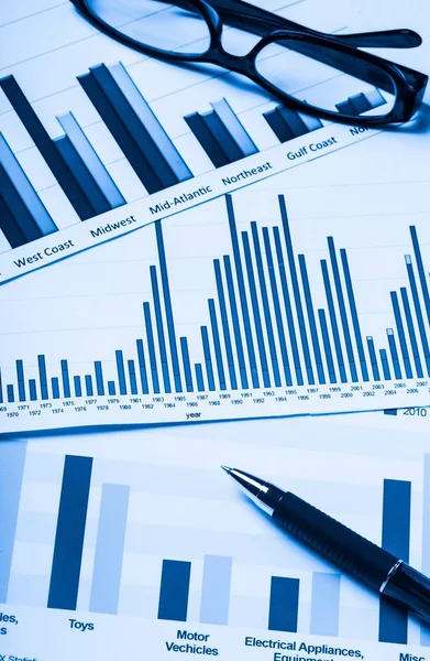 Gráficos Negócios Gráfico Barras Análise Dados Gráfico Financeiro Análise Pesquisa — Fotografia de Stock