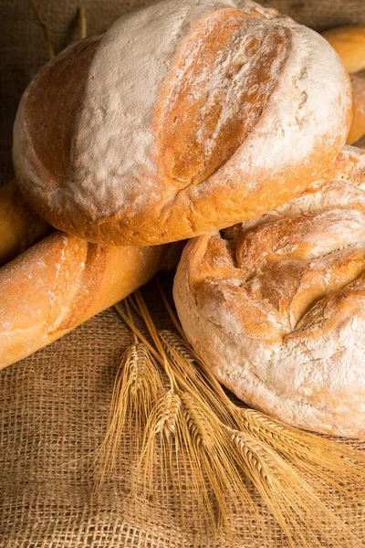 Chleb Piekarnia Piekarnia Produktów Bagietki Zbliżenie Pieczone Pieczywo — Zdjęcie stockowe