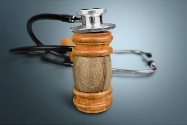 Martillo Juez Madera Estetoscopio Médico — Foto de Stock