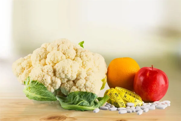 Suplemento Nutricional Cápsula Comida Fruta Alimentación Saludable Estilo Vida Saludable — Foto de Stock