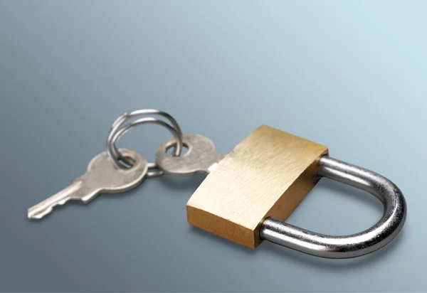 Padlock Lock Key Solid Isolated Gold Security — Stock Photo, Image