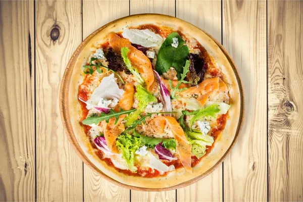 Pizza Weiß Topping Objekt Grün Essen Italienisch — Stockfoto