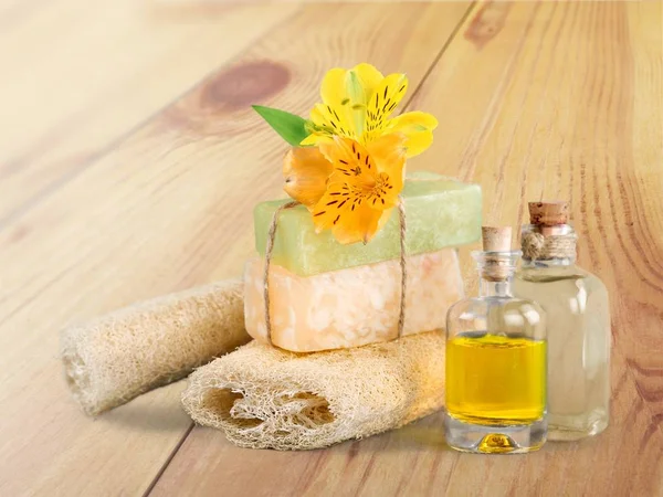 Health spa products oil soap care objects