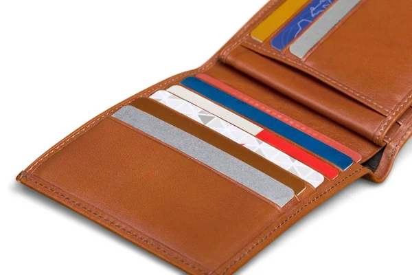 Wallet Close Carte Credito Close Carte Pelle Credito — Foto Stock