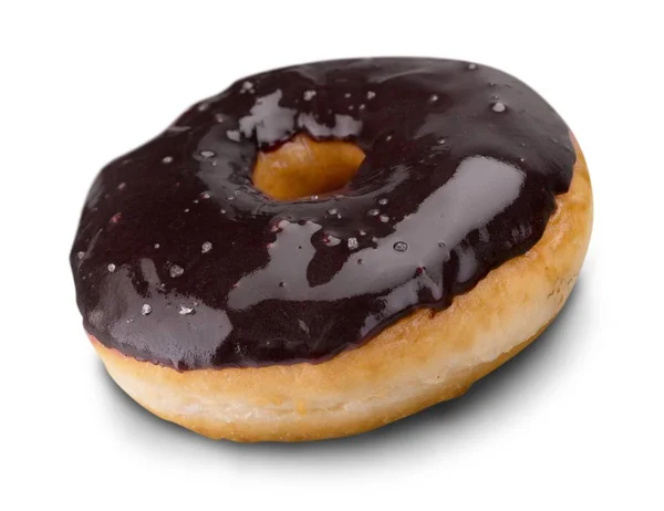 Süße Schokolade Geeiste Donut Isoliert Auf Weißem Hintergrund — Stockfoto