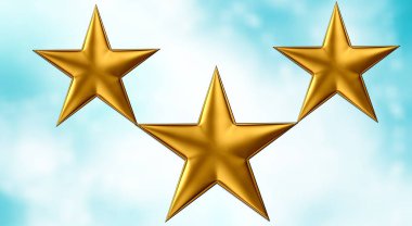 Yıldız yıldız şekli altın sembolü işaret üç boyutlu şekil parlak