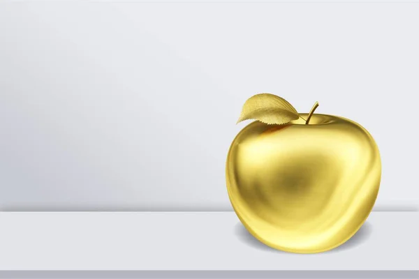 Apple Gouden Symbool Één Object Driedimensionale Vorm Wijsheid Geïsoleerd — Stockfoto