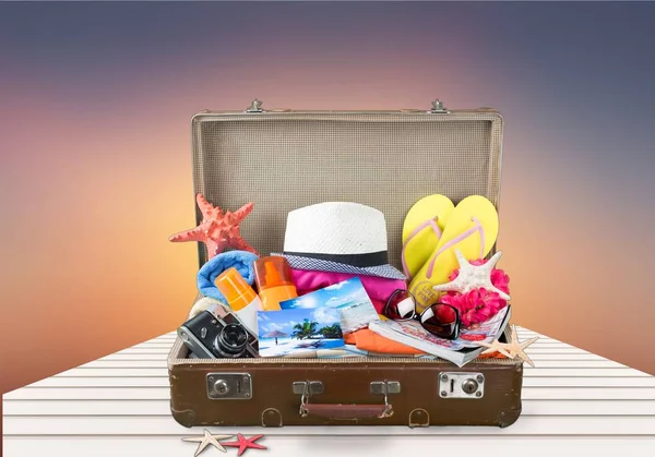 Objects Travel Retro Case Suitcase Leisure Bag — Stock Photo, Image