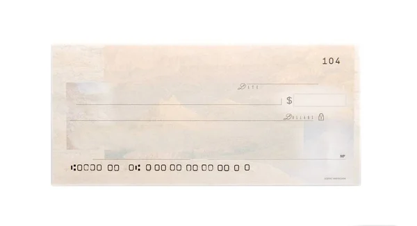 Verifique Modelo Verificação Finanças Cheque Branco Negócios Isolado Branco — Fotografia de Stock