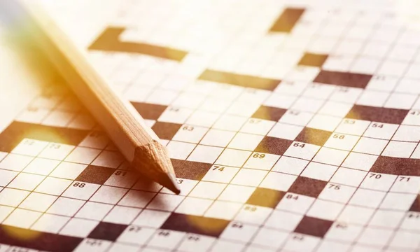 Bleistift Puzzle Kreuzworträtsel Spiel Freizeit Zahlen — Stockfoto