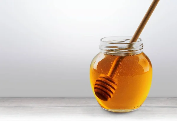 Honey Glass Jar Honey Dipper — Stock Photo, Image