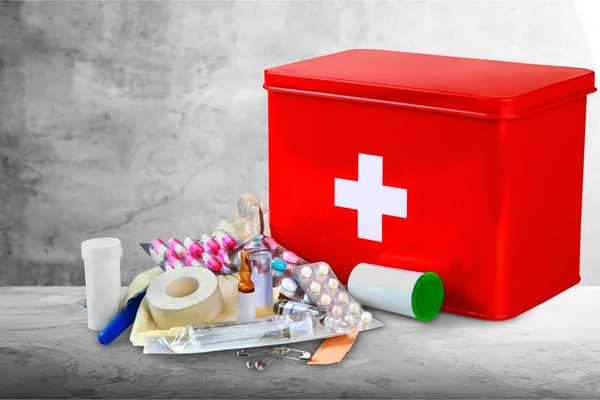 Medical first aid first aid kit medical supplies white background healthcare and medicine still life
