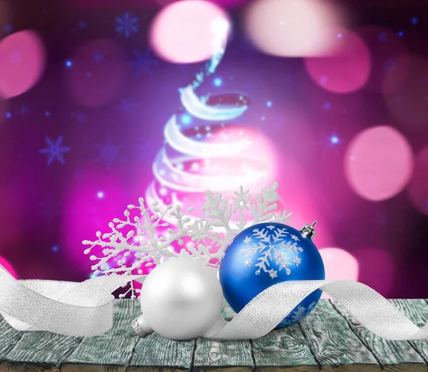 Xmas Seasonal Blue Background White Natale Decor — Stock Photo, Image
