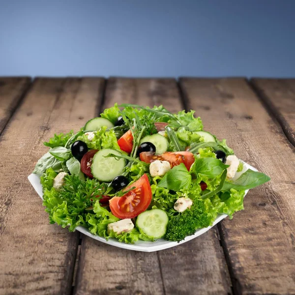 Salada Grega Com Legumes Frescos Fundo — Fotografia de Stock