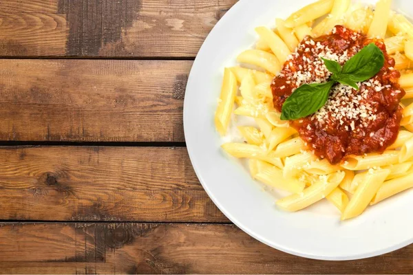 Espaguetis Con Pasta Queso Vista Cerca —  Fotos de Stock