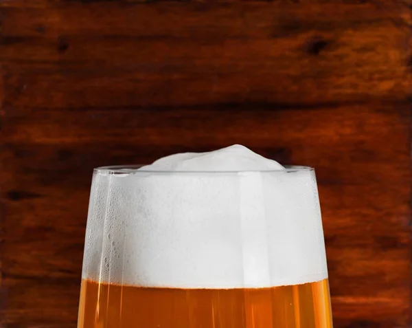 Gelbes Bier Mit Schaum Und Blasen Nahsicht — Stockfoto