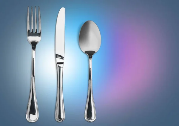 Tableware Chrome Kitchen White Silverware Restaurant Utensil — Stock Photo, Image